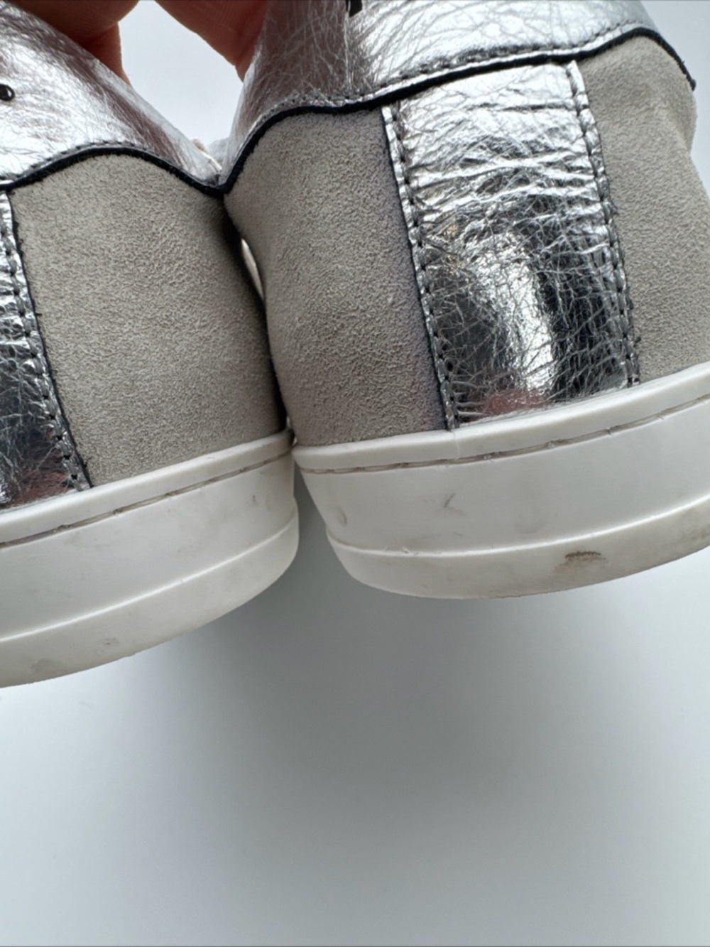 P448 John Shoes Womens 42 / 11 Silver White Low Top Lace Up Casual Sneakers - Picture 11 of 16